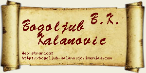 Bogoljub Kalanović vizit kartica